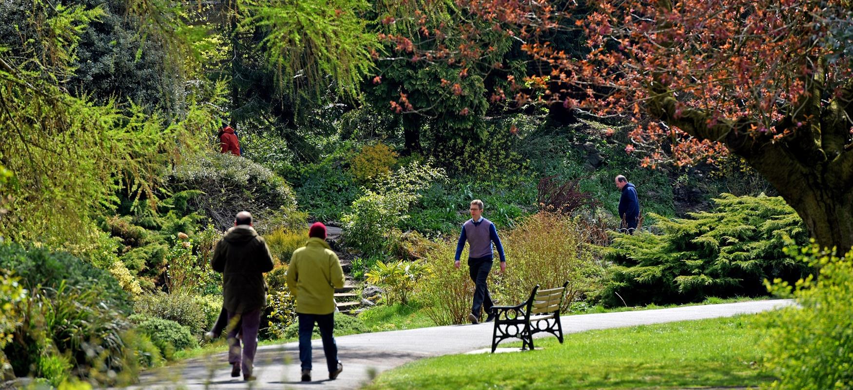Park in Leicester with people walking